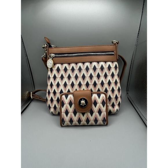 Spartina 449 Handbags - SPARTINA 449 Daufuskie Island  Crossbody Purse Matching Wallet Leather Linen